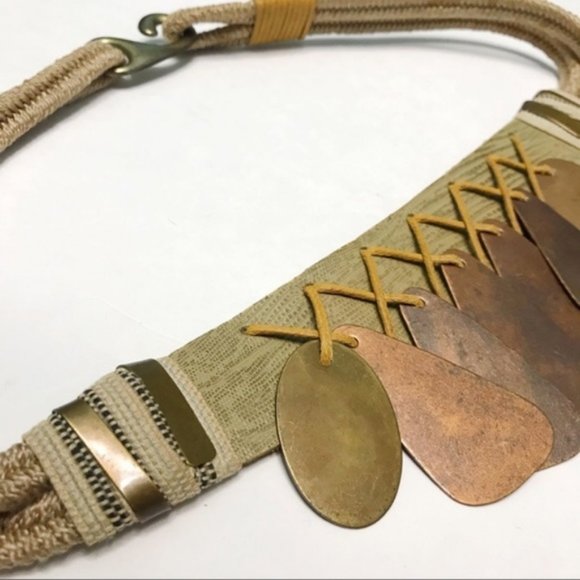 vintage | artisan copper charm boho statement rope belt main image 6